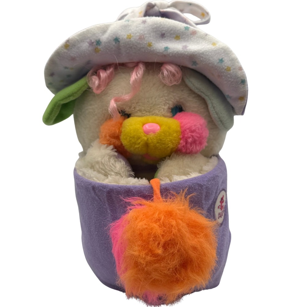 Vintage Popples Plush Bibsy Baby Bib White Mattel Toy 1986 - 12" with Bib, Curls - Picture 3 of 9